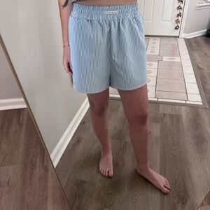 Missguided Light Blue Striped Women's Boxer Style Shorts